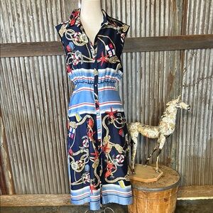 Zara Blue and Red Sleeveless Nautical print Sundress NWOT